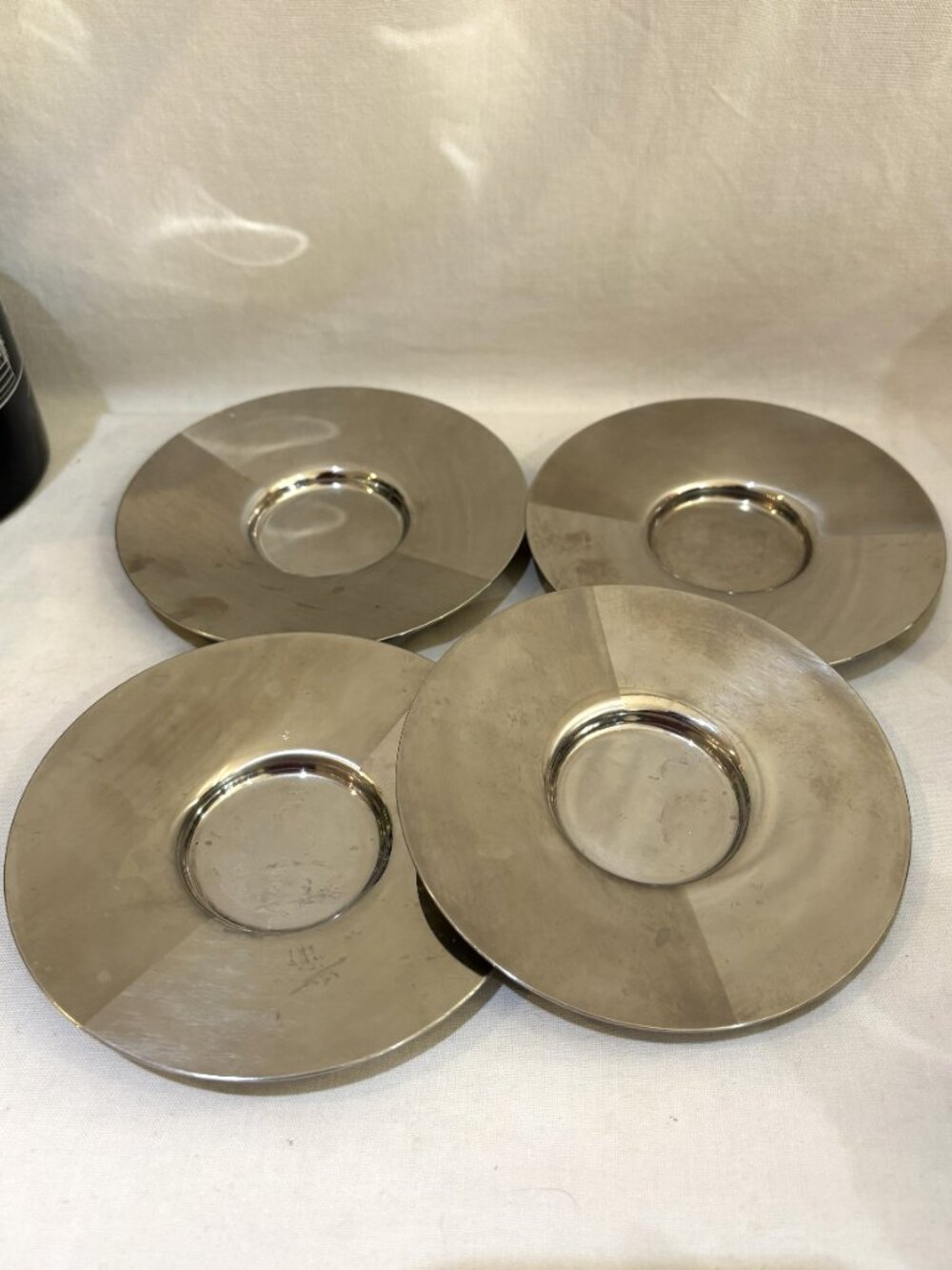 Set of 4 Nespresso Stainless Steel 18/10 Saucers 4 5/8"